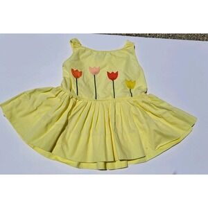 Vintage Suzy Brooks Baby Girls yellow Cotton baby doll  Dress sz 3
